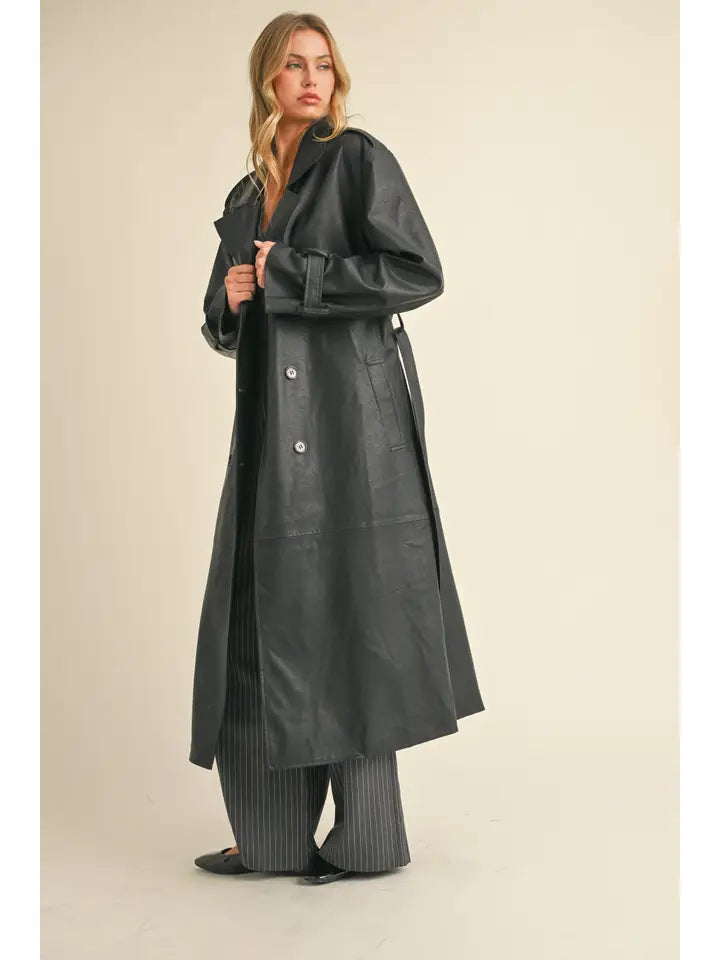 Vivian Faux Leather Trench Coat