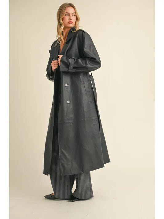 Vivian Faux Leather Trench Coat