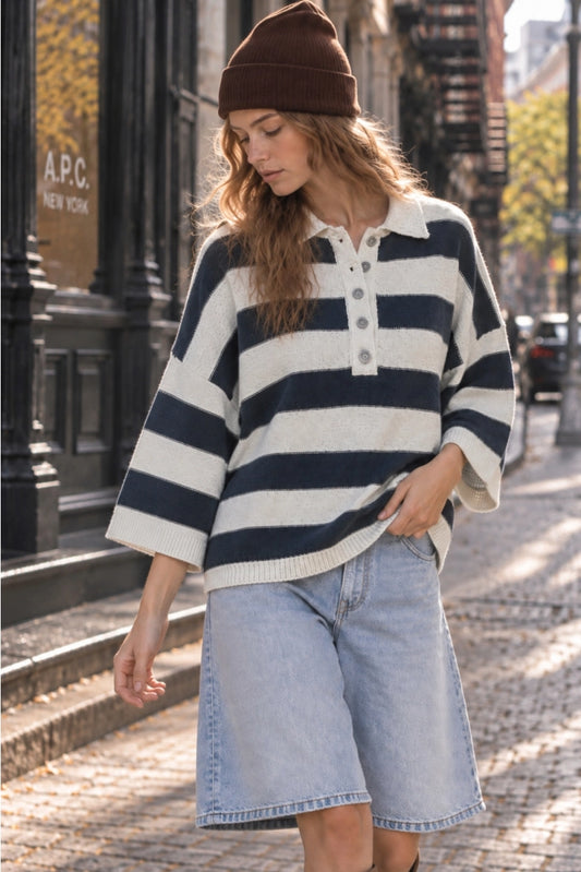 Ashley Stripe Polo Knit