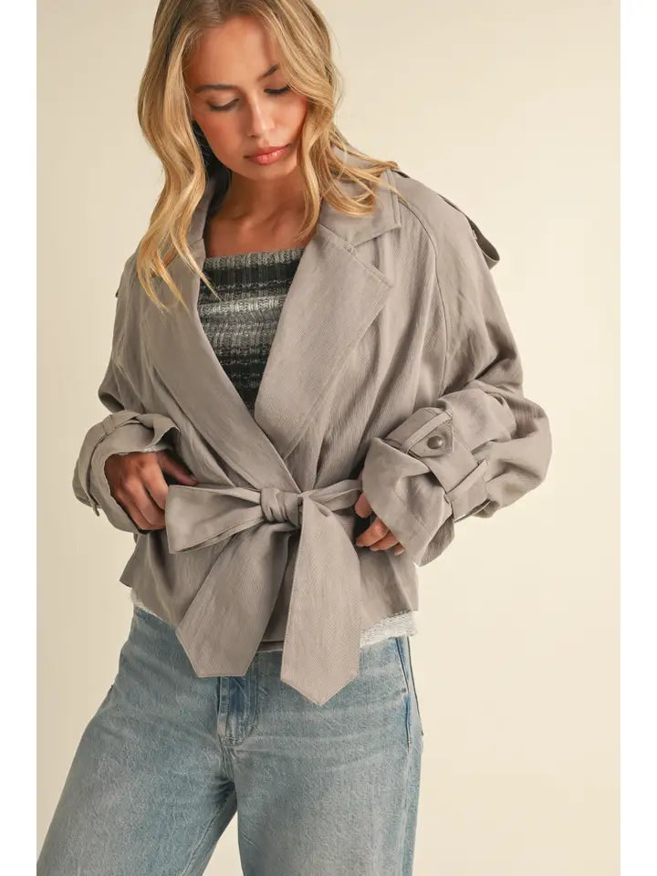 Cropped Lightweight Belted Trench