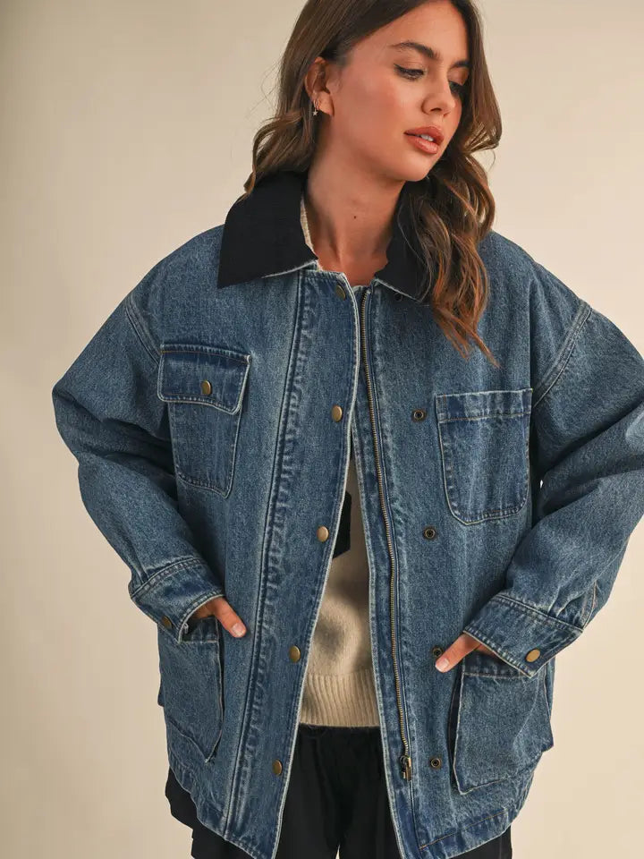 Collared Denim Barn Jacket