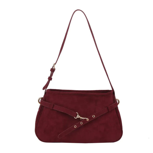Buckle Strap Suede Shoulder Bag