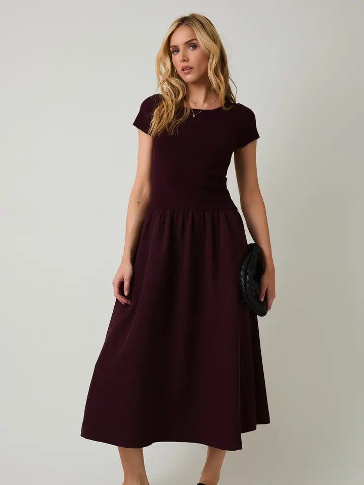 Maroon Midi Dress