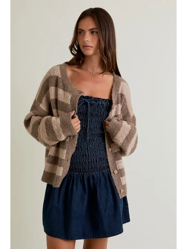 Kiera Striped Boucle Cardigan