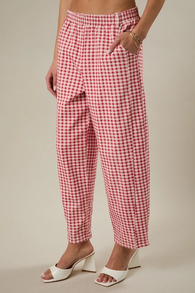 Gingham Barrel Twill Pants