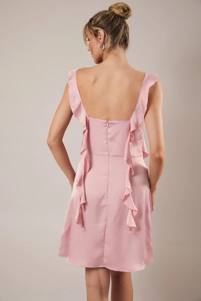 Jeneve Ruffle Satin Mini