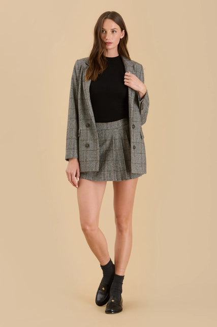 Nina Longline Plaid Blazer