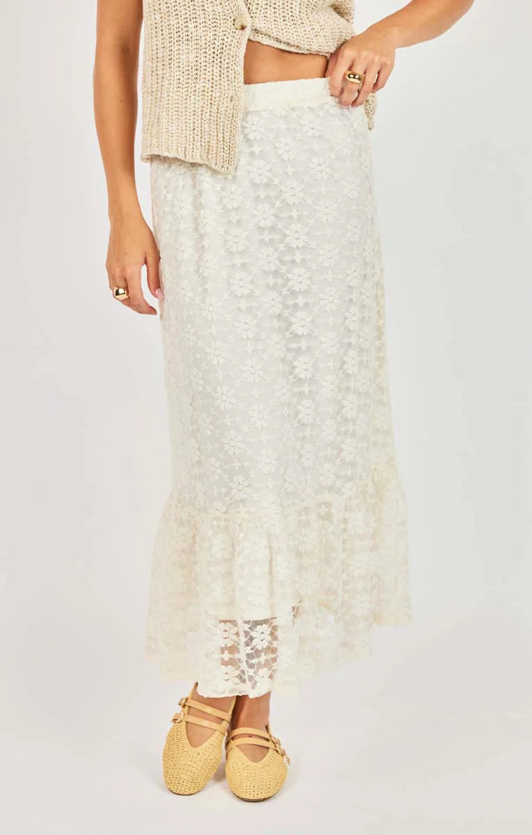 Letters Lace Midi Skirt