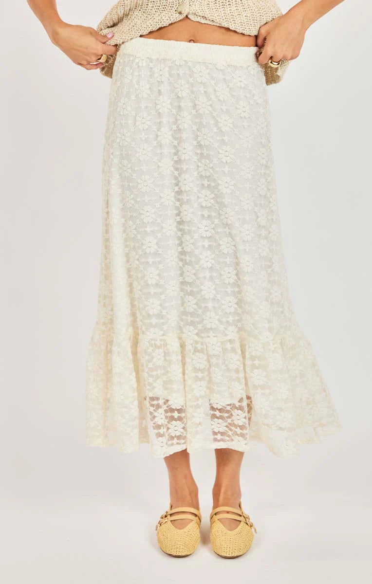 Letters Lace Midi Skirt