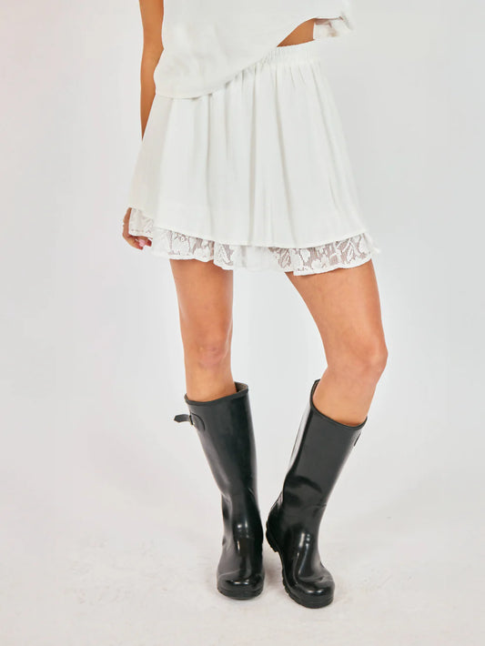 Misty Lace Layered Mini Skirt