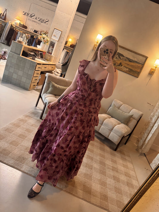 Jackie Ruffle Tiered Midi Dress