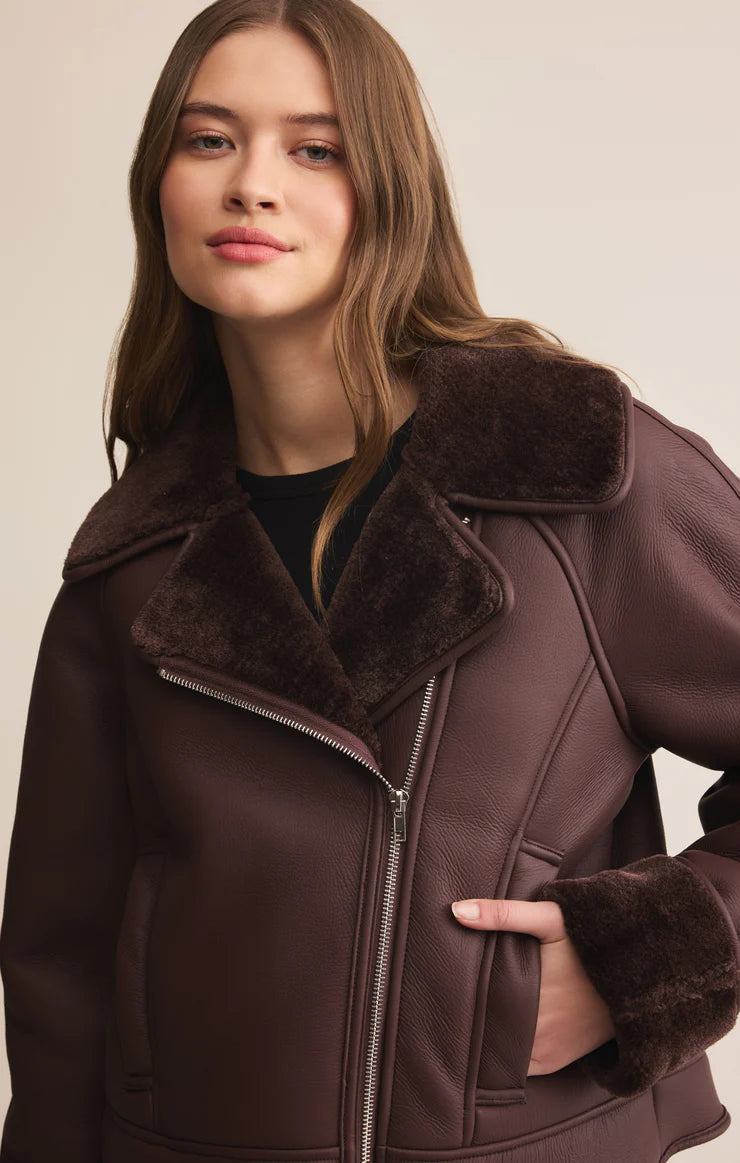 Locklin Faux Leather Sherpa Jacket