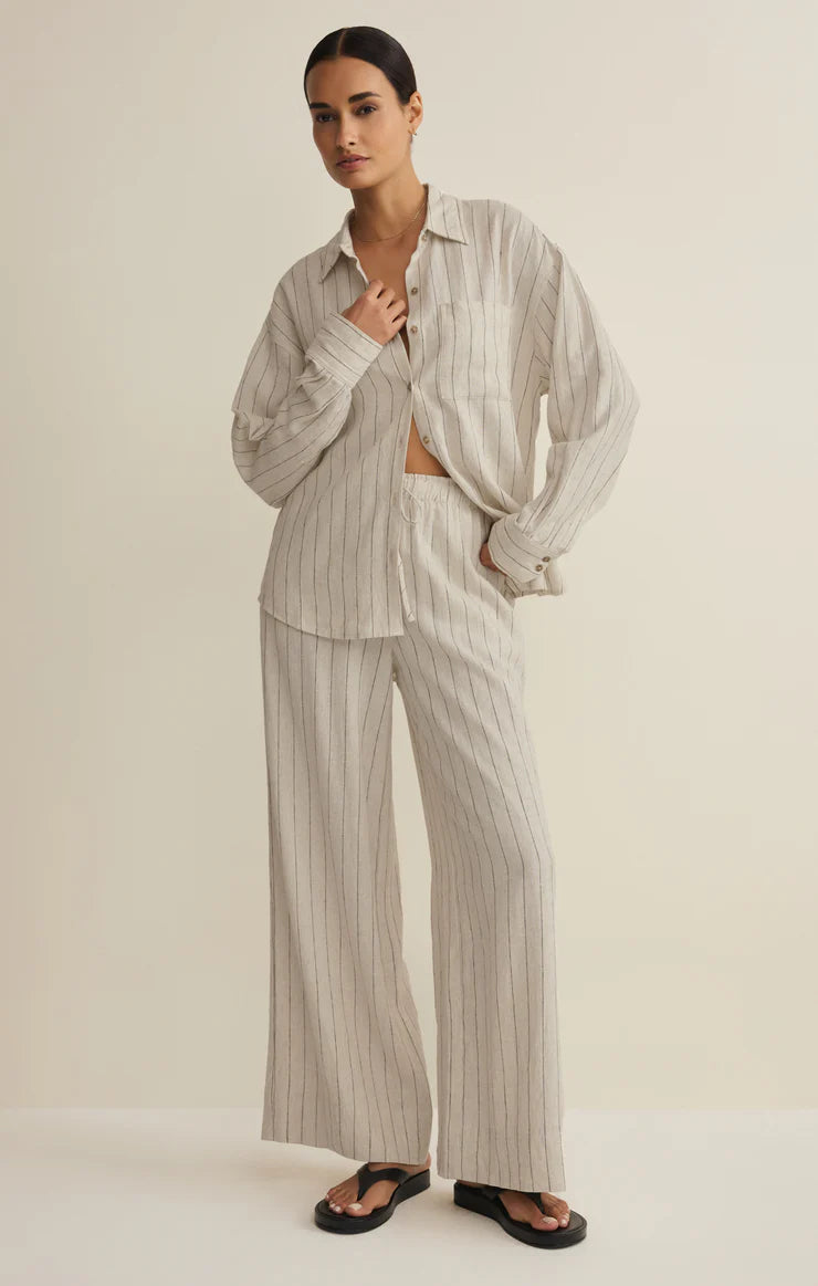 Alfie Striped Linen Button Up