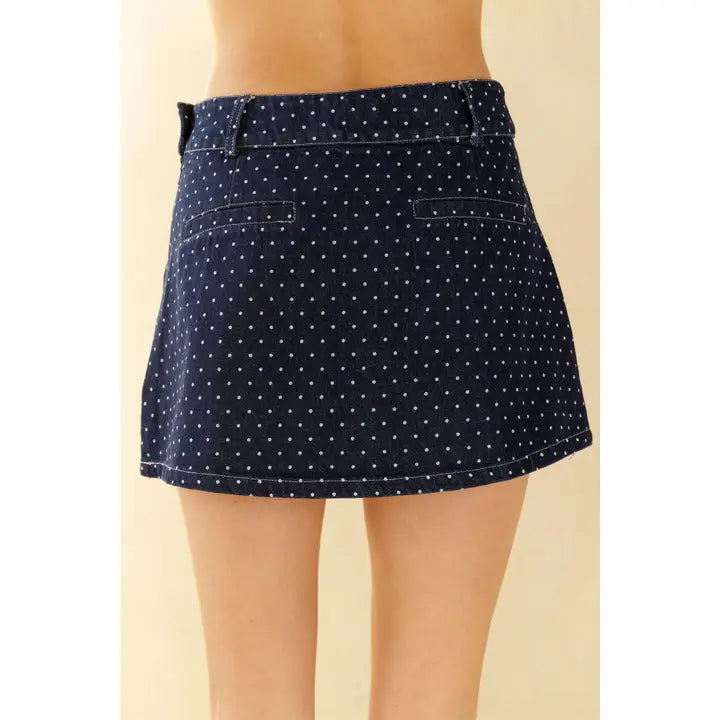 Mia Polka Dot Denim Skirt