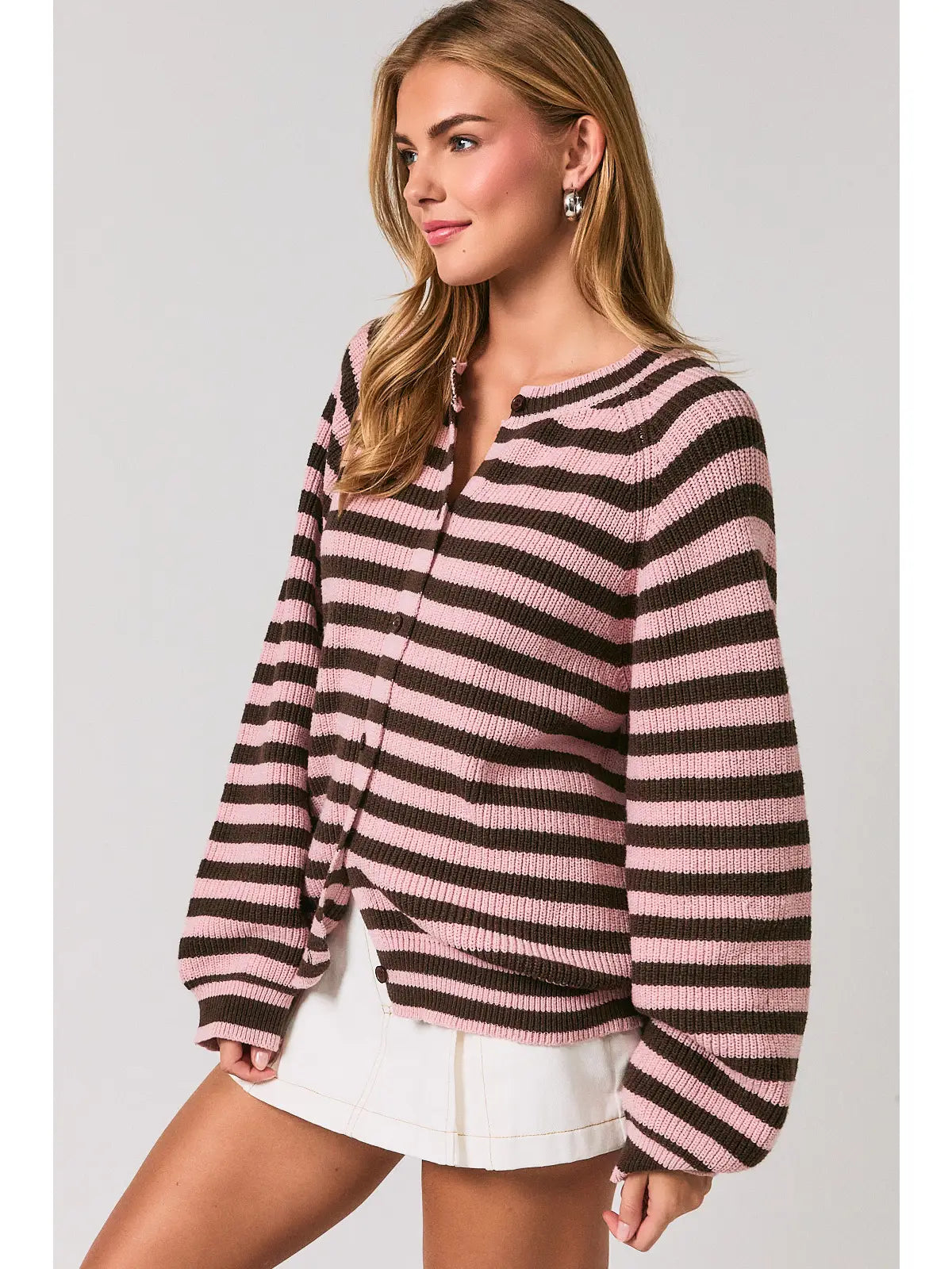 Raglan Striped Cardigan