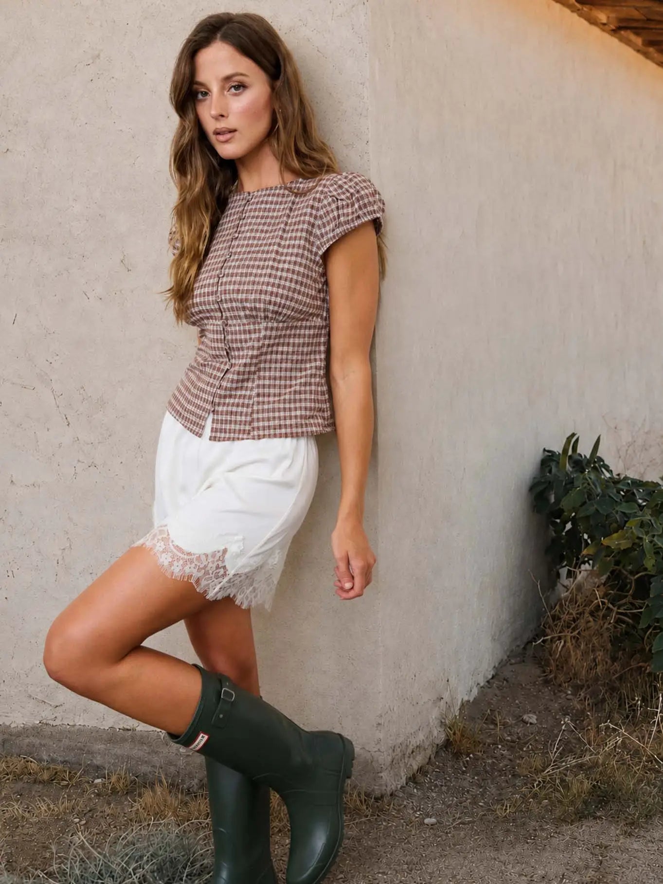 Hayley Puff Sleeve Plaid Top