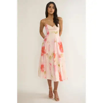 Sweetheart Floral Midi Dress