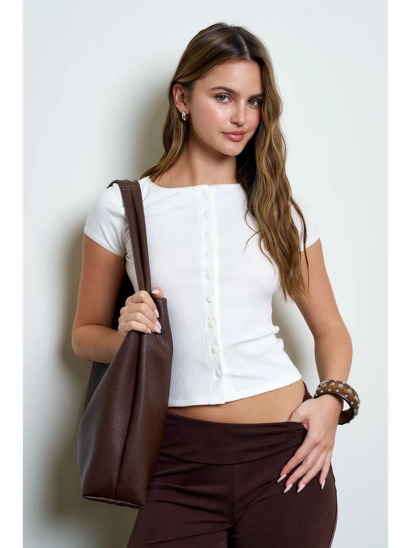 Rory Ribbed Button Up Top