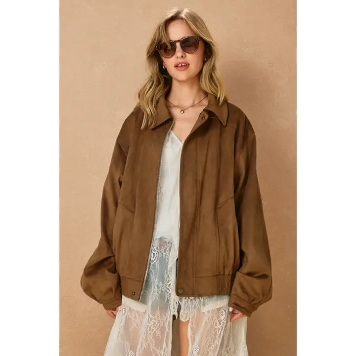 Dune Oversized Suede Bomber