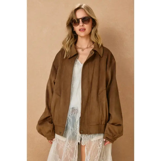 Dune Oversized Suede Bomber