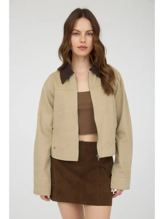 Cropped Barn Jacket - Khaki