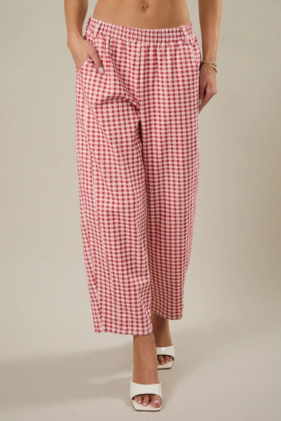Gingham Barrel Twill Pants