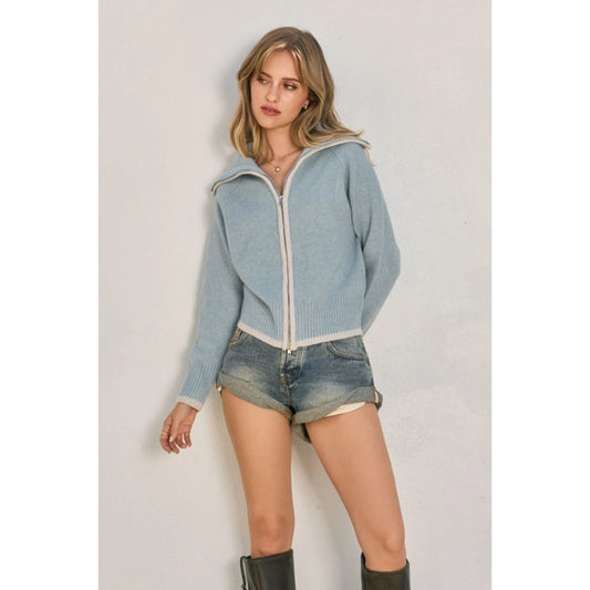 Sailor Contrast Zip Sweater