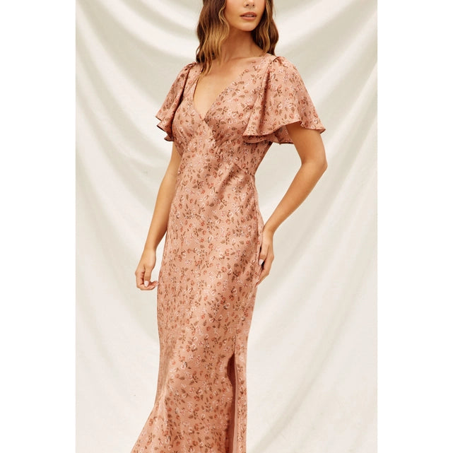 Autumn Flutter Sleeve Maxi