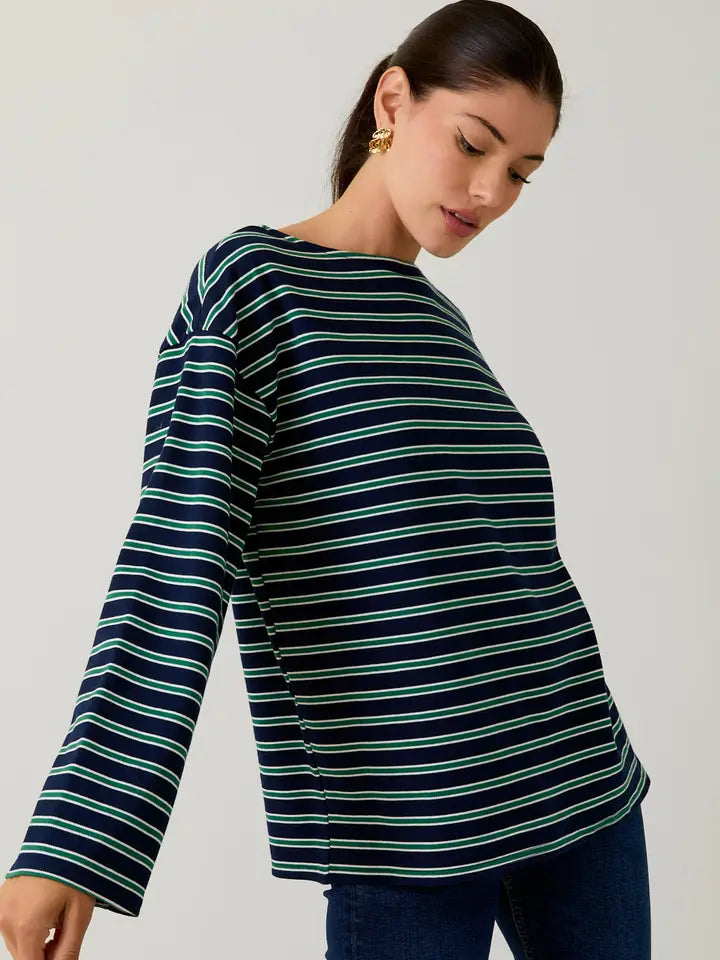 Kelly Boat Neck Striped Shirt