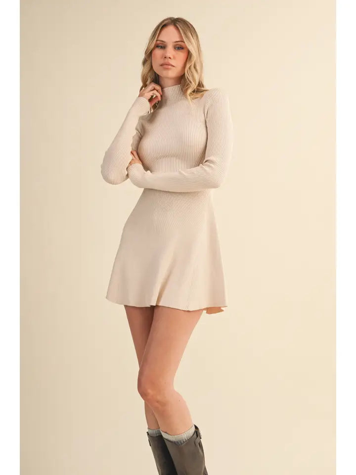 Aria Ribbed Mock Neck Sweater Dress