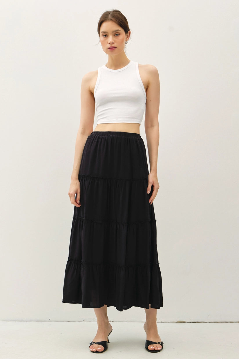 Midnight Tiered Maxi Skirt