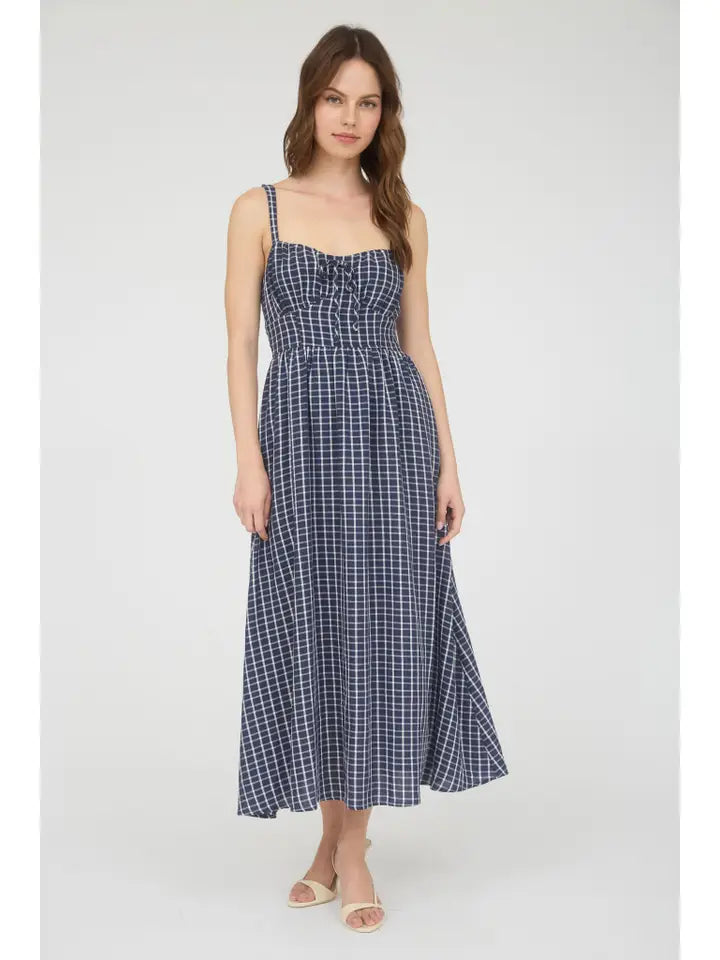 Sammy Navy Gingham Midi