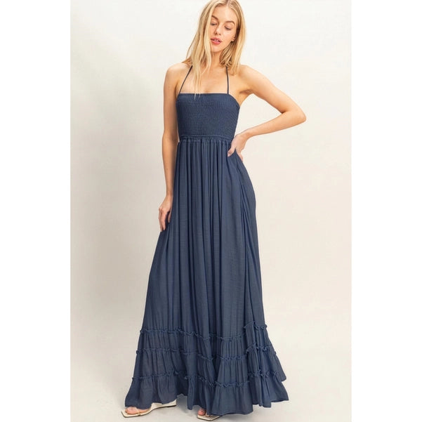 Sea Breeze Halter Maxi Dress