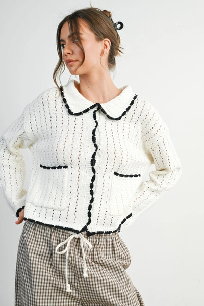 Nora Collared Button Up Cardigan