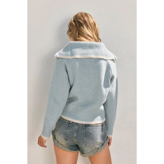 Sailor Contrast Zip Sweater