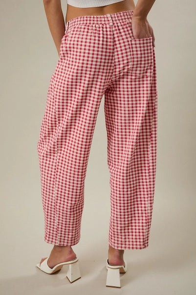 Gingham Barrel Twill Pants
