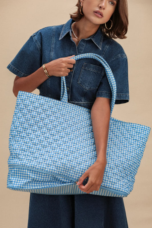 Gingham Large Tote